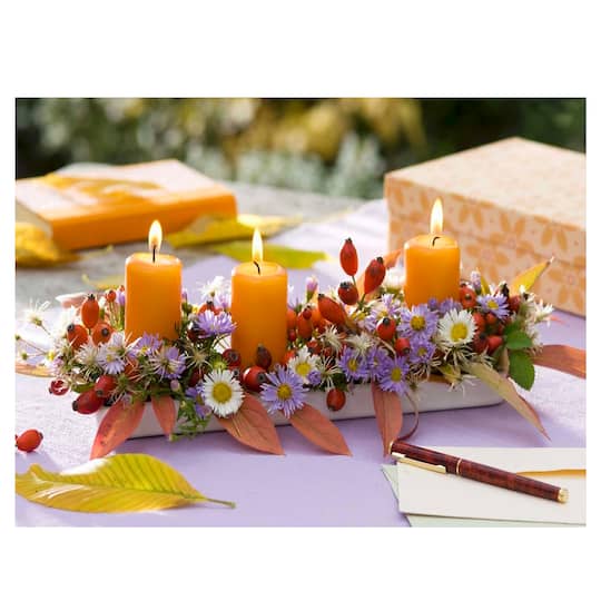 LED Floral & Berries Candle Centerpiece Canvas Wall Art
